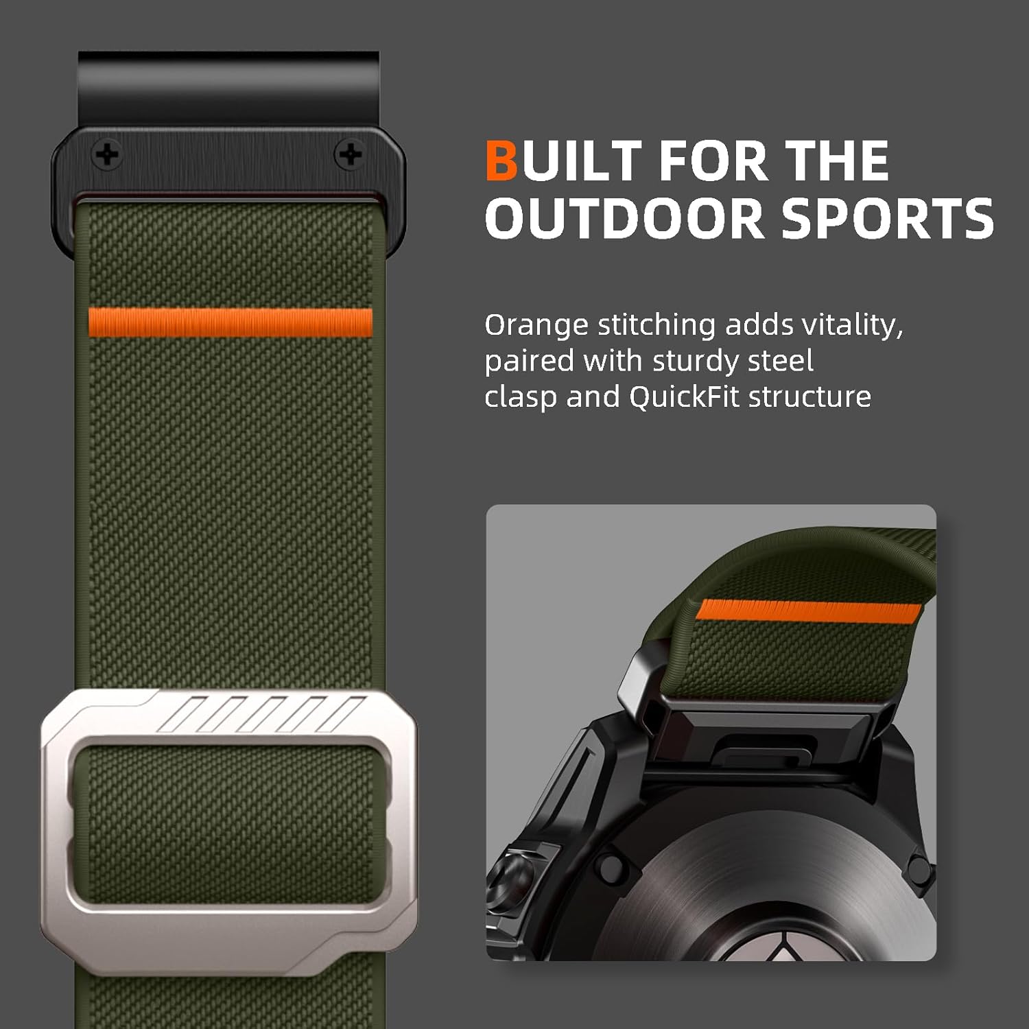 Compatible with Garmin Fenix 8/Fenix E/Fenix 6/6 Pro/7/7 Pro/ 5/5 Plus Bands, 22mm Quickfit Stretchy Nylon Sport Replacement Watch Band for Forerunner 945/935/Approach S60/S62/Instinct 2 - Image 3