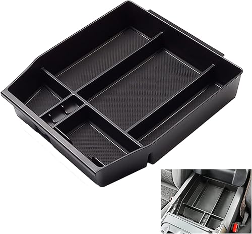 EUEKY Bandeja organizadora de consola central F150 2024 2023 2022 2021, caja de almacenamiento, compatible con apoyabrazos Raptor Center 2015-2024,