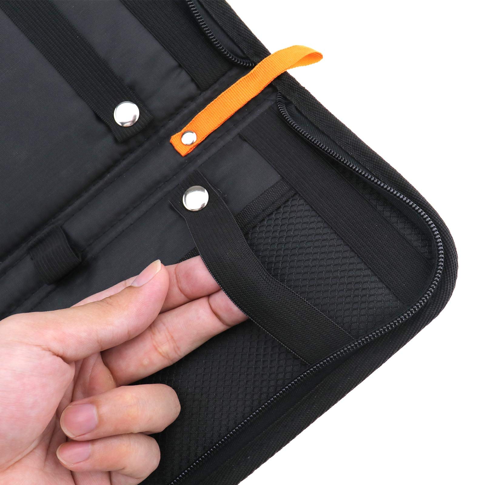 Fermacravatta portatile in nylon nero da uomo, gemelli e custodia da viaggio d'affari, 40,6 x 12,7 x 2 cm