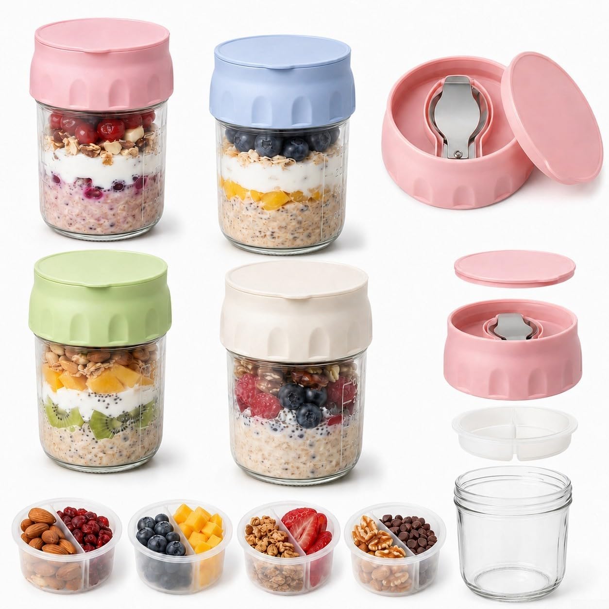 Boîtes à Déjeuner 16oz Anti-Fuite pour Yogourt et Fruits