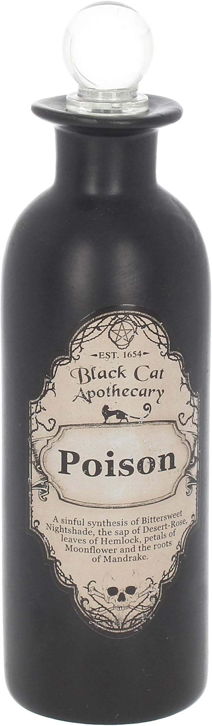Nemesis Now Poison Potion Bottle 19cm – Gothic Apothecary Decorative Bottle – Black Ceramic Halloween Décor