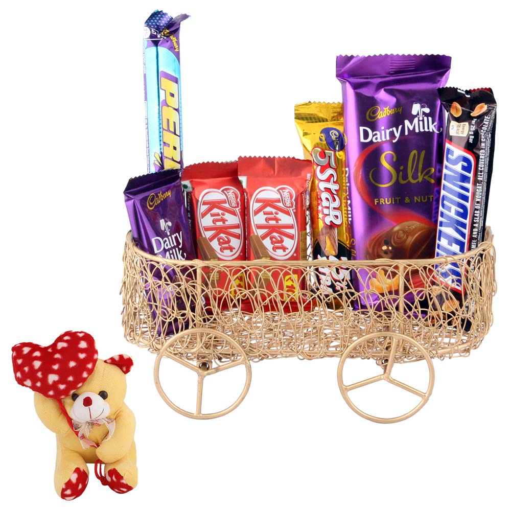 SFU E Com Chocolate Delight Combo | Valentine Heart Teddy Bear with Chocolate Combo | Valentine Chocolate Hamper | 706