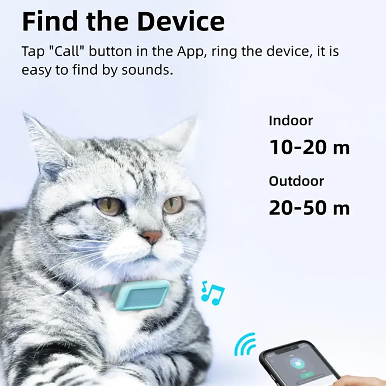 Pet Tracker - Przenośny lokalizator z klamrą bezpieczeństwa, zasięg 20-50 m, inteligentne pozycjonowanie, żywotność baterii do 180 dni, monitorowanie w czasie rzeczywistym i wyszukiwanie jednym