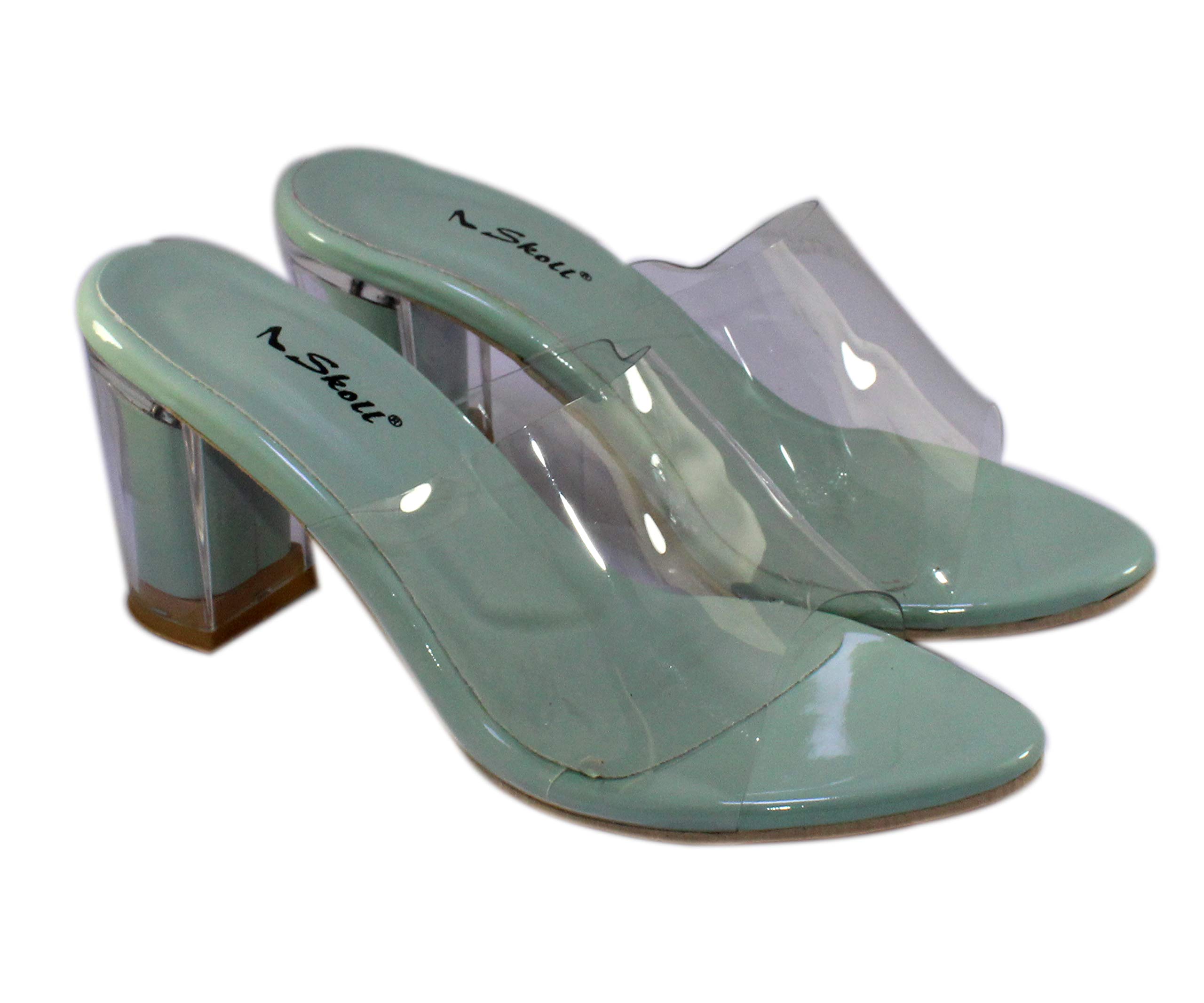 SKOLL Women Green Transparent Block Heel Sleeper 38 (B08HRW846X) Amazon Price History, Amazon Price Tracker