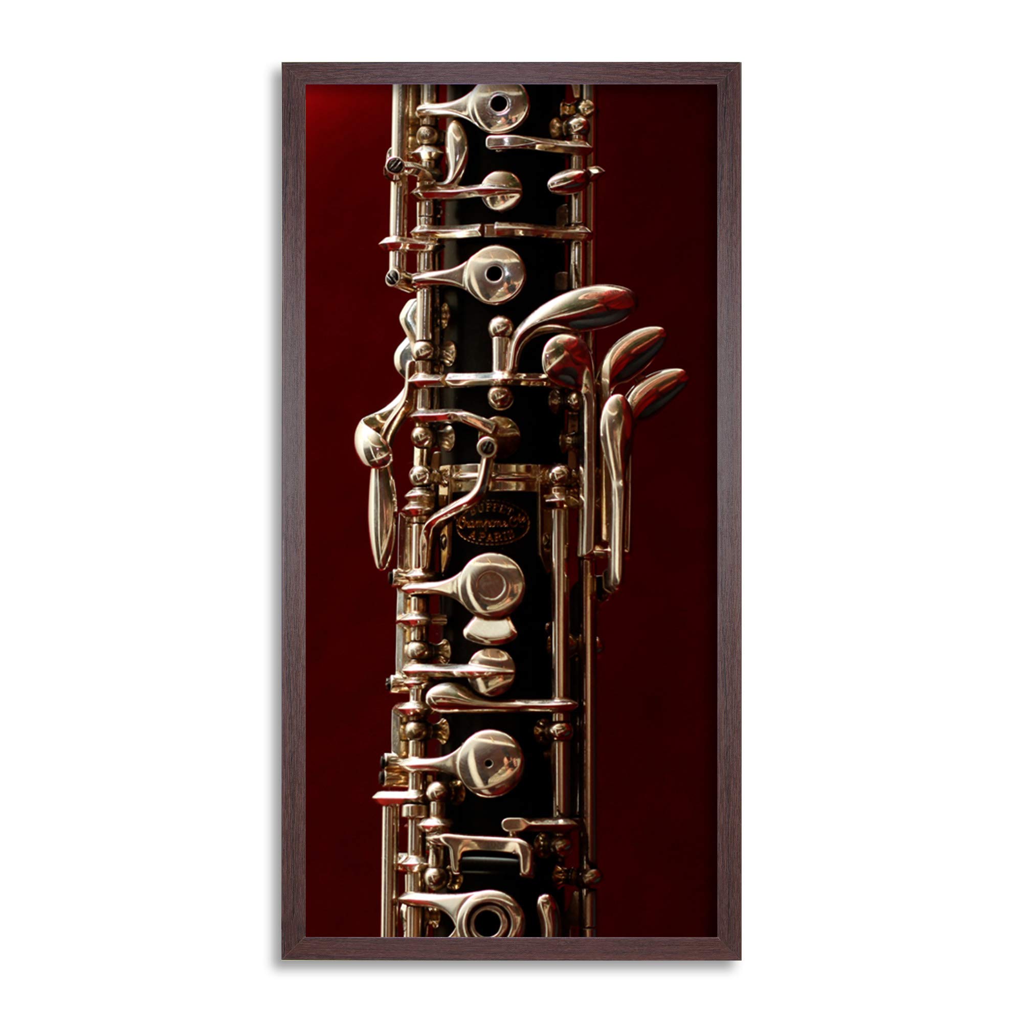 Wee Blue Coo Musical Instrument Oboe Woodwind Long Panel Framed Wall Art Print