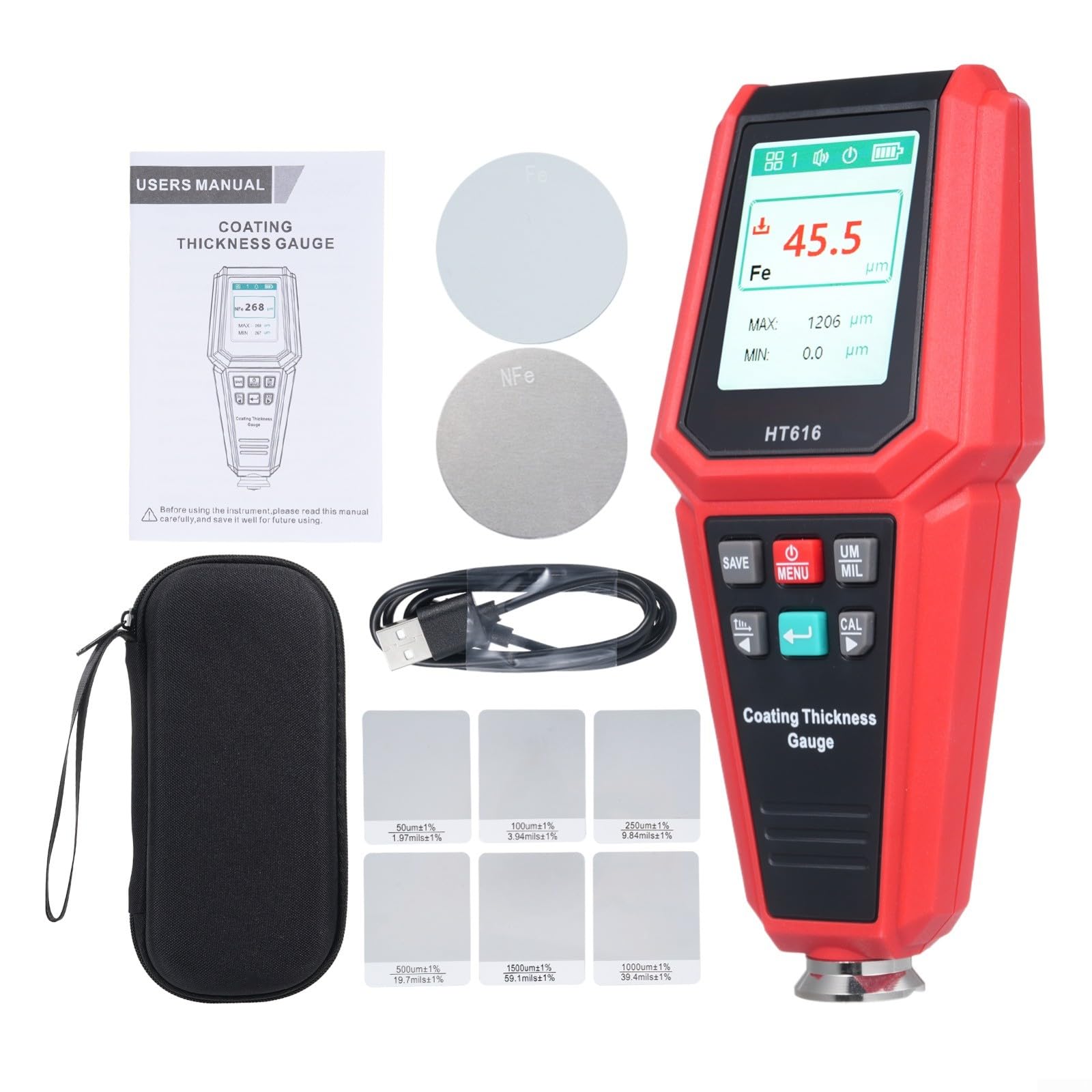 KiraKira Corpo dell'automobile del calibro HT616 del rivestimento di Digital, 0-1500°for m per la gamma con per il riconoscimento automatico del substrato