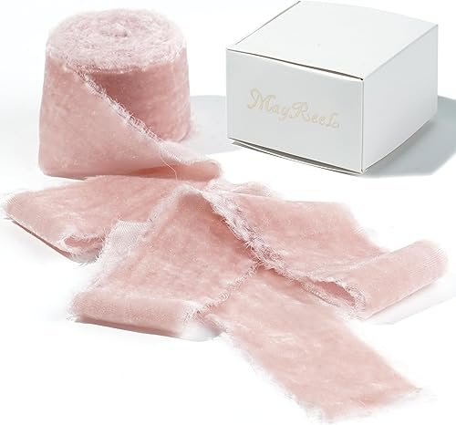 Miniatura 18 de MAYREEL Cinta de terciopelo negro de 2 pulgadas, cinta desgarrada a mano, borde deshilachado de seda para ramos de novia, invitaciones, libros