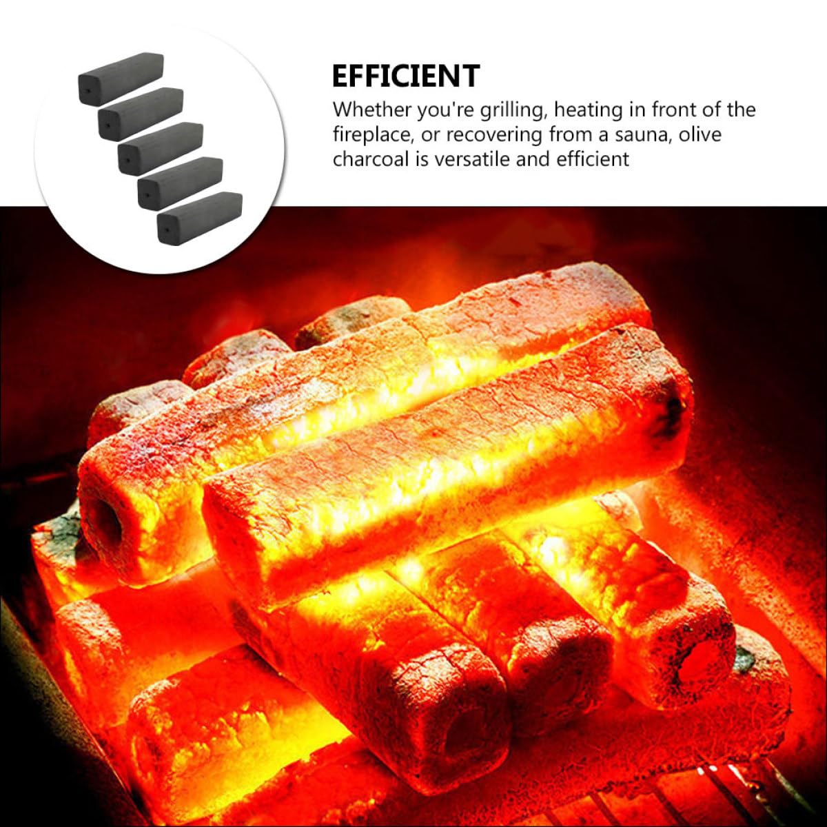 Uonlytech Carbonella da Barbecue Nero 5 Pezzi in Legno e bambù Ecologico, Versatile e Facile da Usare per Cottura e Grigliate all Aperto
