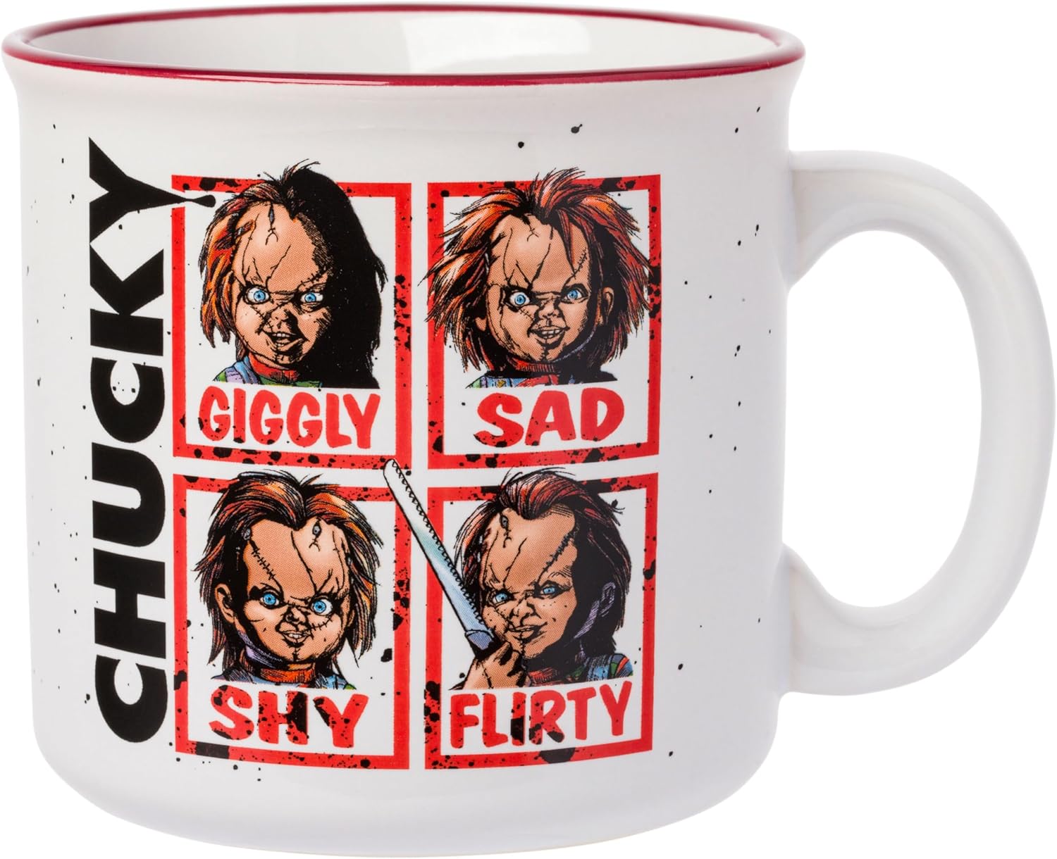 Amazon.com: Silver Buffalo Chucky Moods Horror Ceramic Camper Mug