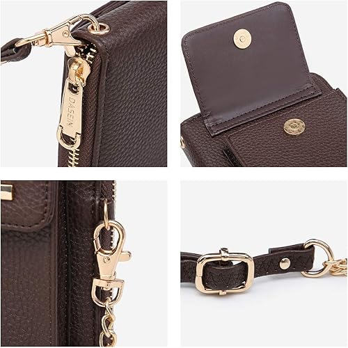 Vista 6 de Dasein - Bolso cruzado con bolsillos múltiples para mujer, bolso con billetera llevar al hombro o en la muñeca