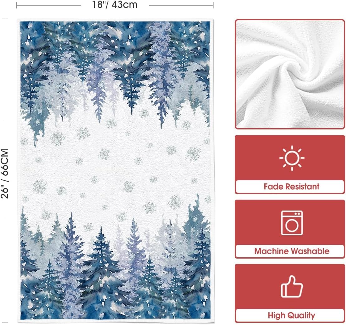 Artoid Mode Blue Xmas Tree Snowflake Winter Kitchen Towels Dish Towels, 18x26 Inch Farmhouse Holiday Decoration Cleaning Set of 2 - Image 6