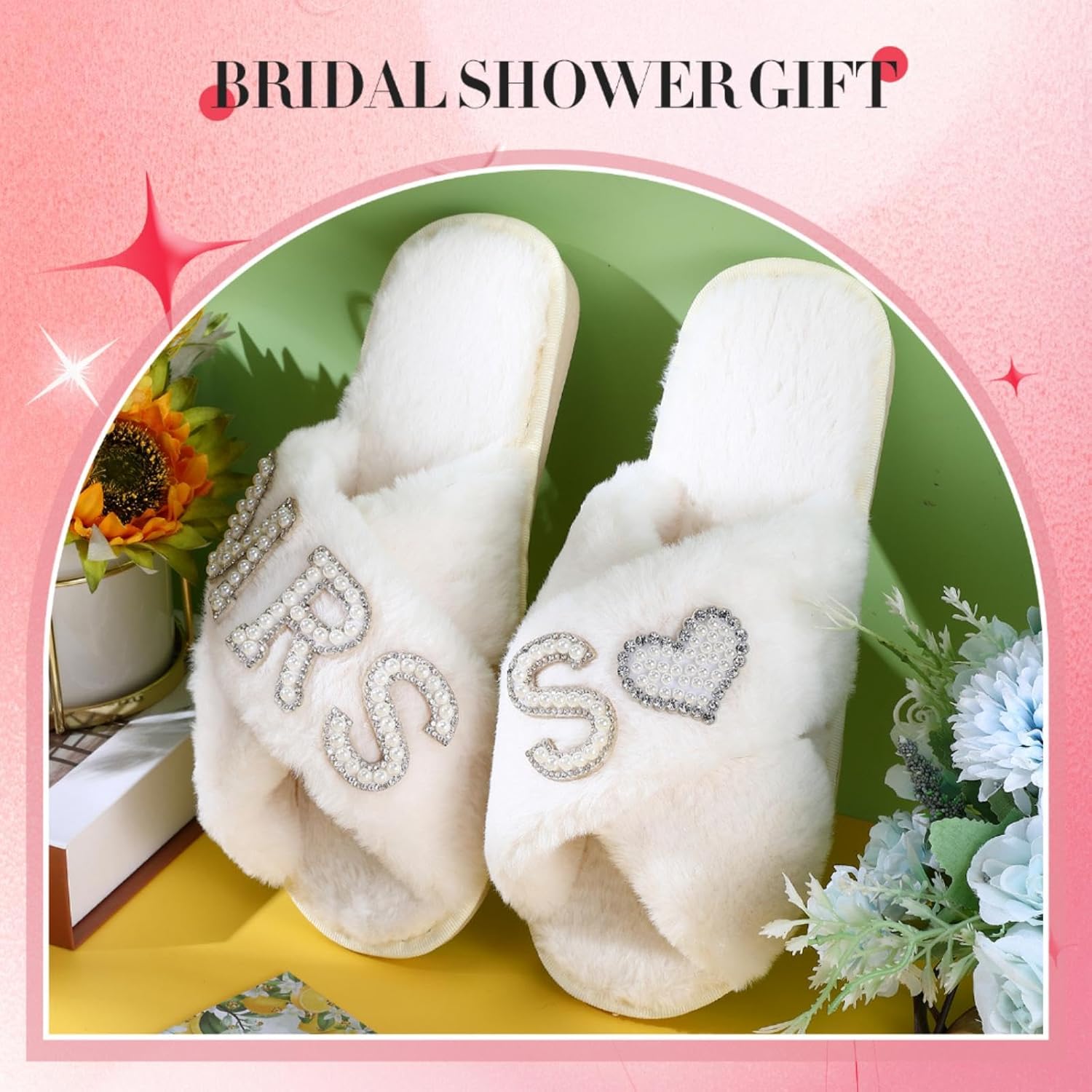Tarpop Bride Slippers Mrs Slipper for Wedding with Personalized Initial Pearl Design Bridal Gifts - Image 2