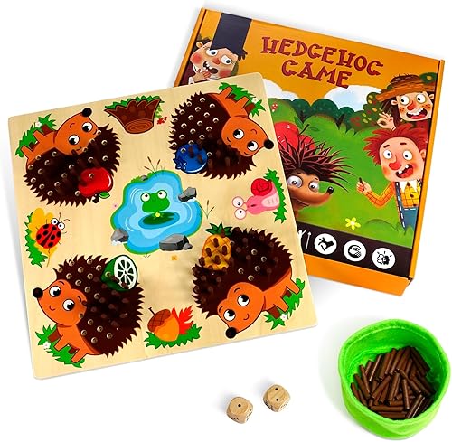 FICCURYS Juego de erizo Montessori para niños de 3 años en adelante, juguetes de madera para habilidades motoras finas, educación temprana, juego de