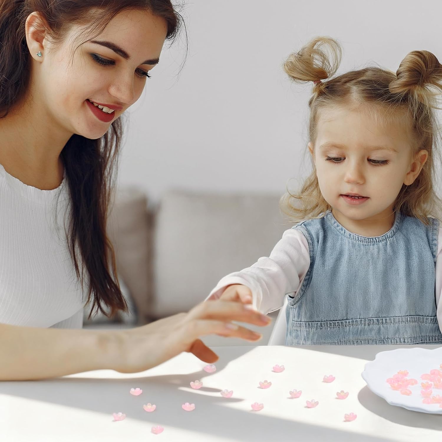 100pcs Flower Beads, Cherry Blossom Floral Beads for Jewelry Making Bracelets Earrings Necklace Pendant DIY Craft Beading Projects with Hole (Pink) - Image 8