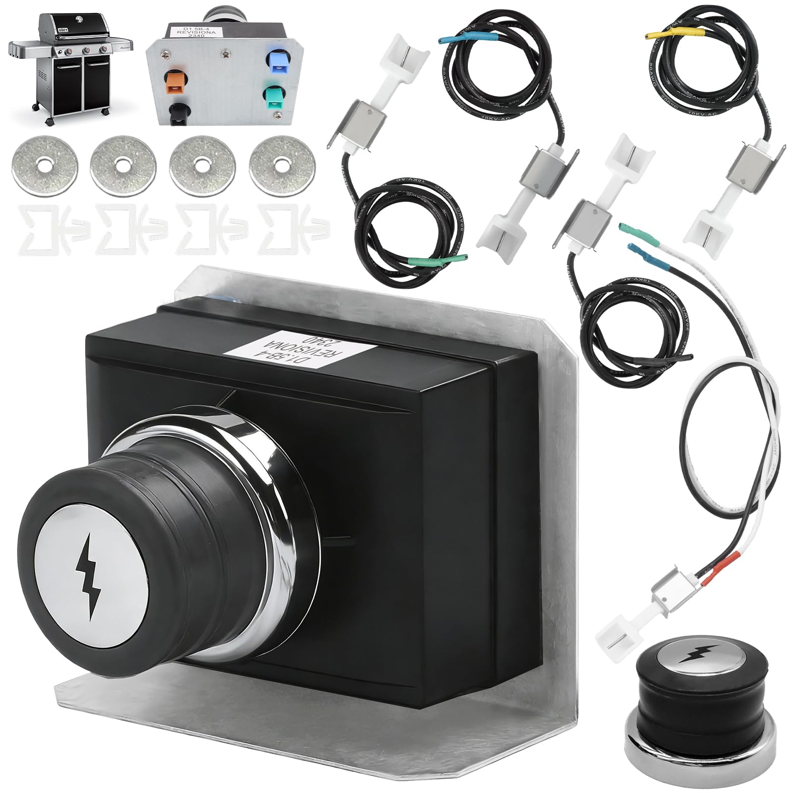 1836-13 7629 7628 Genesis Igniter Kit for Weber Genesis Grill Parts Genesis 300 SER E330 S320 E310 S310 S330 w/ Front Control, 4-Outlet Ignitor Module Replacement for Weber Starter 88826 66836 Button
