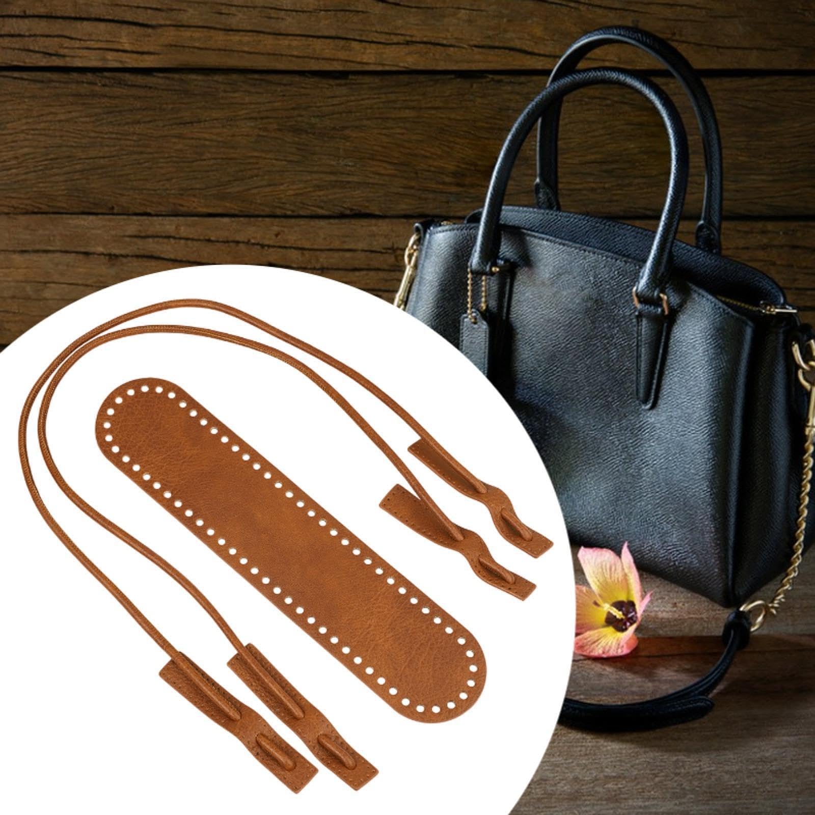 kowaku 2x PU Bolso de Cuero Conjunto de Tejido de Tejido de Estilo Retro Kit de Fabricación de Bolsos de Bricolaje para Bolso Cruzado