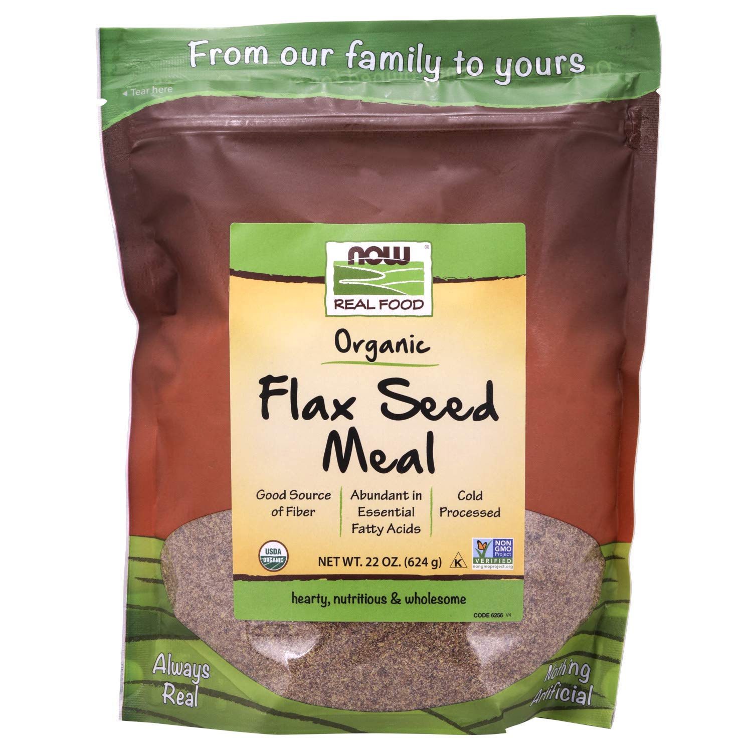 NOWFoods, Organic Flax Seed Meal, Source of Fiber, Source of Essential Fatty Acids, Cold-Processed, 22-Ounce