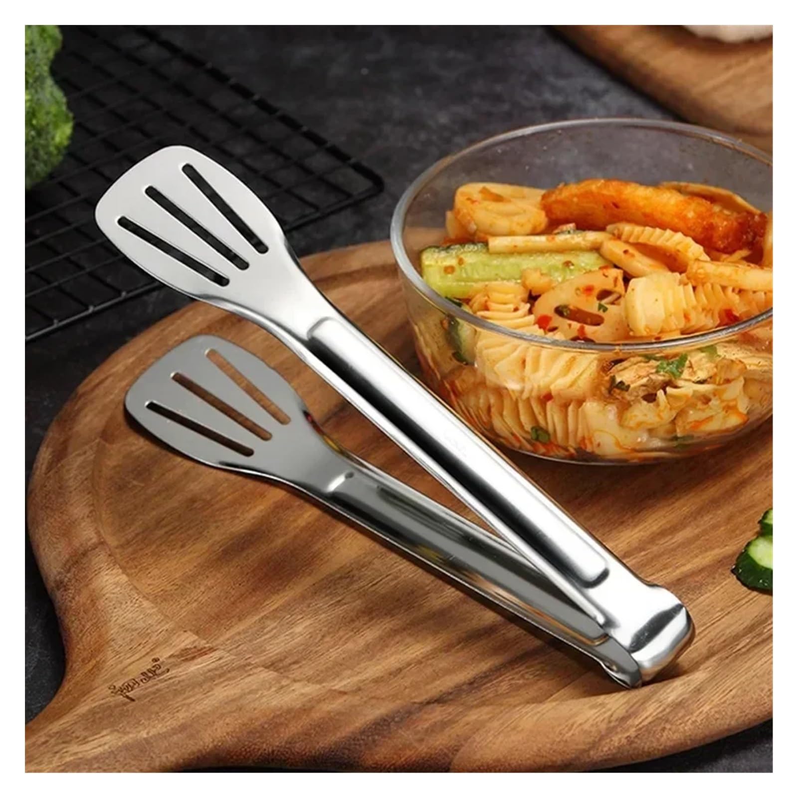 Szczypce do grilla, Szczypce do żywności ze stali nierdzewnej 304 BBQ Antypoślizgowe klipsy do steków do grilla Smażenie ryb Grillowanie Klipsy do chleba Szczypce do gotowania Gadżety kuchenne Akcesor
