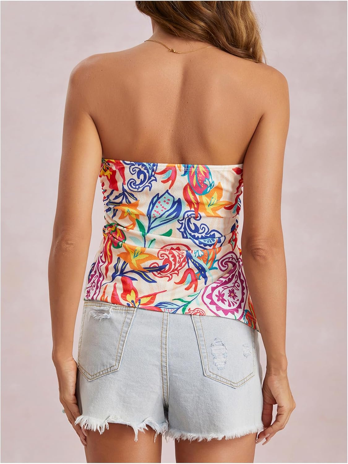 Floerns Women's Sleeveless Boho Summer Strapless Going Out Tube Tops - Image 3