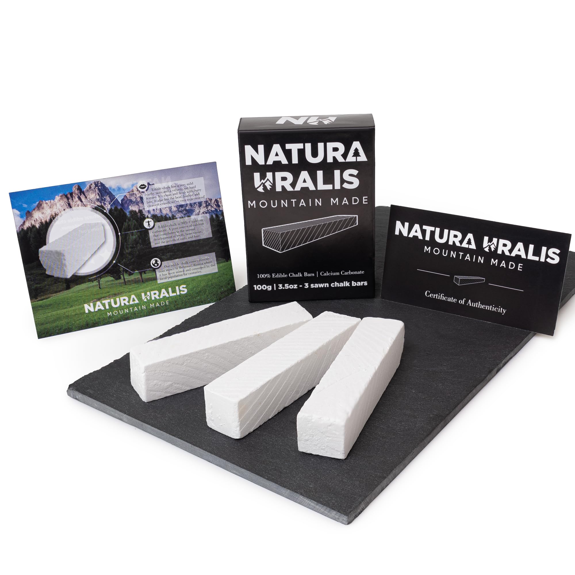 Premium Belgorod Sawn Chalk | White Chalk Bars - Amazing Crunch, Satisfying Earthy, Velvety and Firm Texture, ASMR Sensation, Natural Calcium Carbonate (Mini (3.5oz))