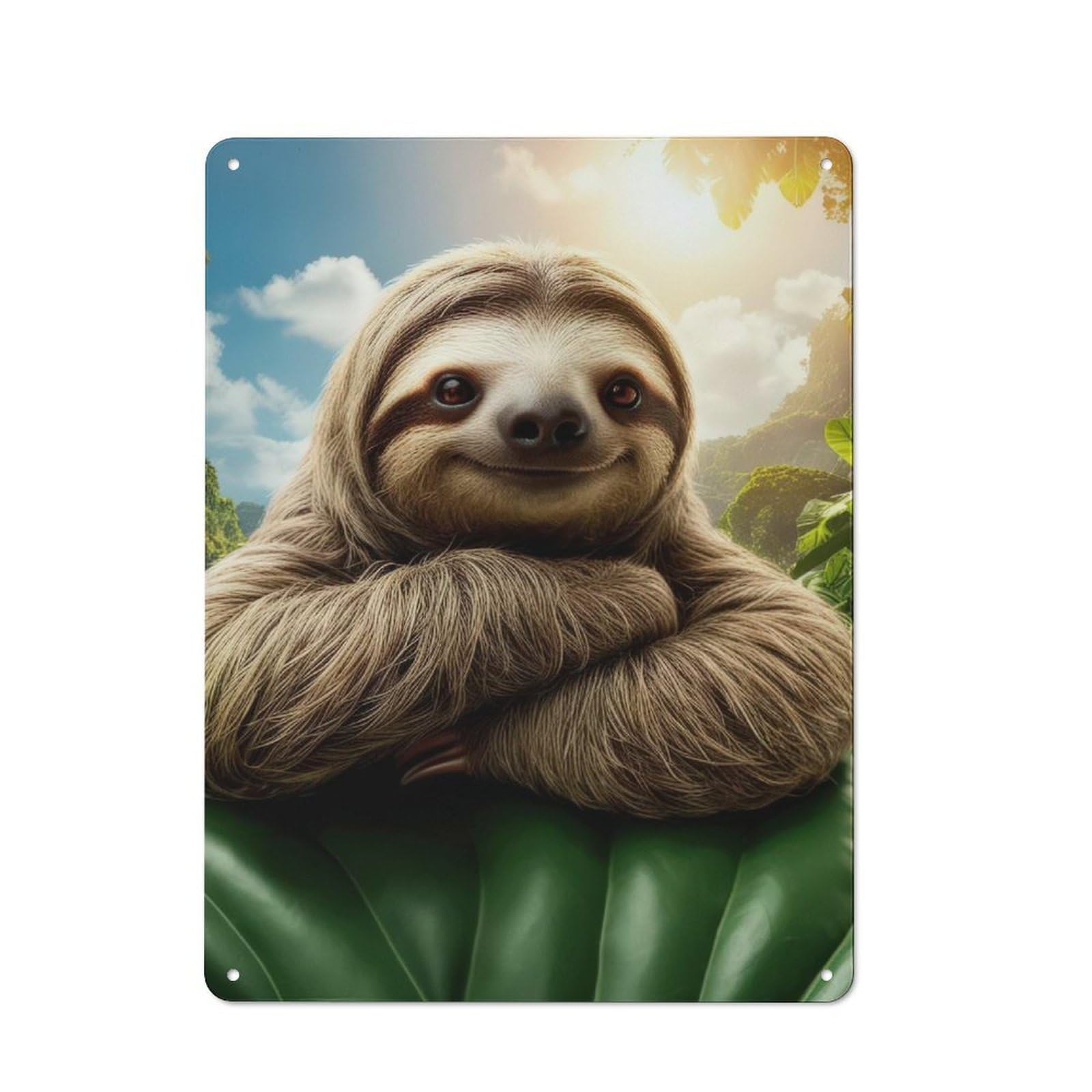 Junmoney Smiling Sloth In Jungle, Nursery, Cute Animal Vintage Cafe Metal Sign 40X30cm Featuring Bistro Wall Plaque For Tea Room, Shop Wall Or Breakfast Area