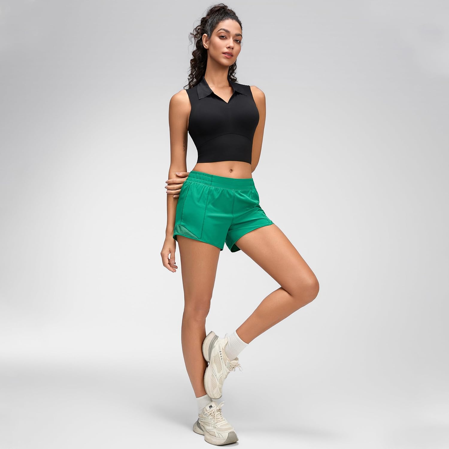 MCEDAR Women's Low Waisted Running Shorts 4" with Mesh-Lined Active Workout Quick Dry Gym Athletic Sports Short Zip Pocket - Image 6