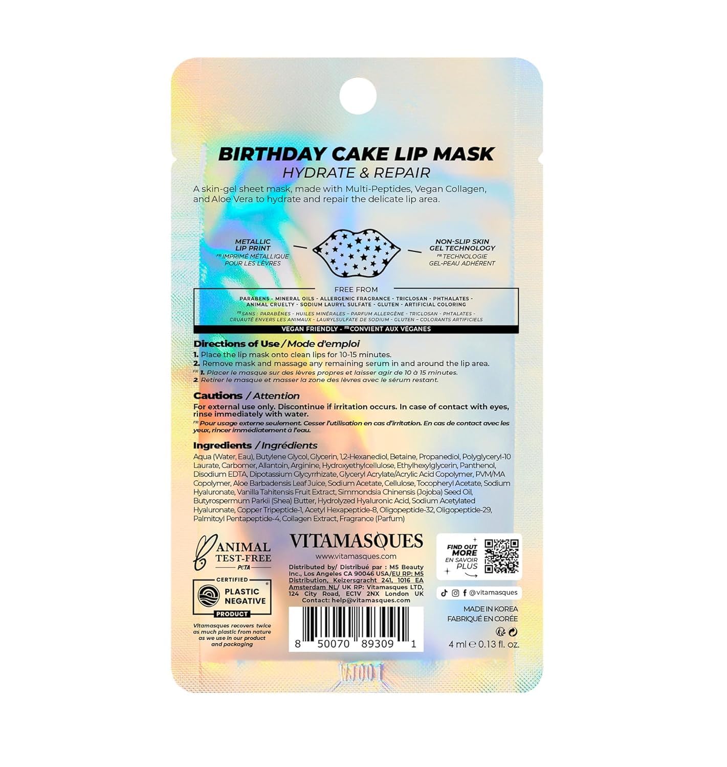 Vitamasques Lip Mask, 3-Pack -Birthday Cake Collagen Lip Mask Sheets, Repair for Dry & Chapped Lips - Nourishing & Hydrating - Vegan & Cruelty-Free Korean Skin Care - Image 8