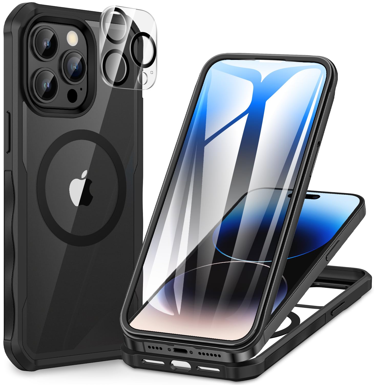 CENHUFO Sichtschutz Hülle für iPhone 14/iPhone 13, 360 Grad Handyhülle Schutzhülle mit Eingebautem Privacy Panzerglas Displayschutz und Kameraschutz Stoßfest Panzerhülle Bumper Cover Case - Rosa