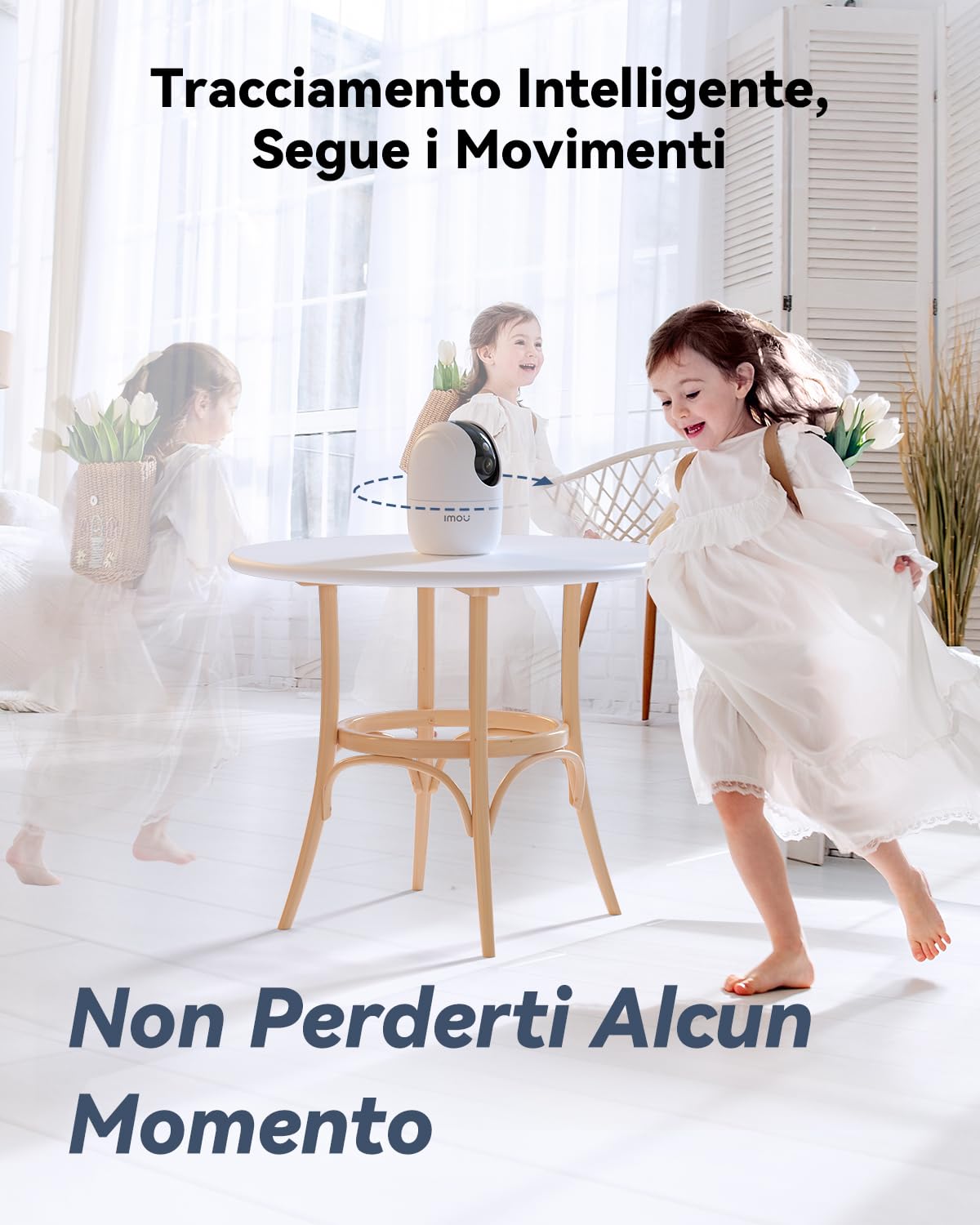 Imou 2K Telecamera WiFi Interno con One-Touch Chiamata, 3MP Telecamera da Interno con Crociera Automatica, Rilevamento AI Umano/Animali, Visione Notturna a Colori, Modalità Privata, 2,4/5GHz