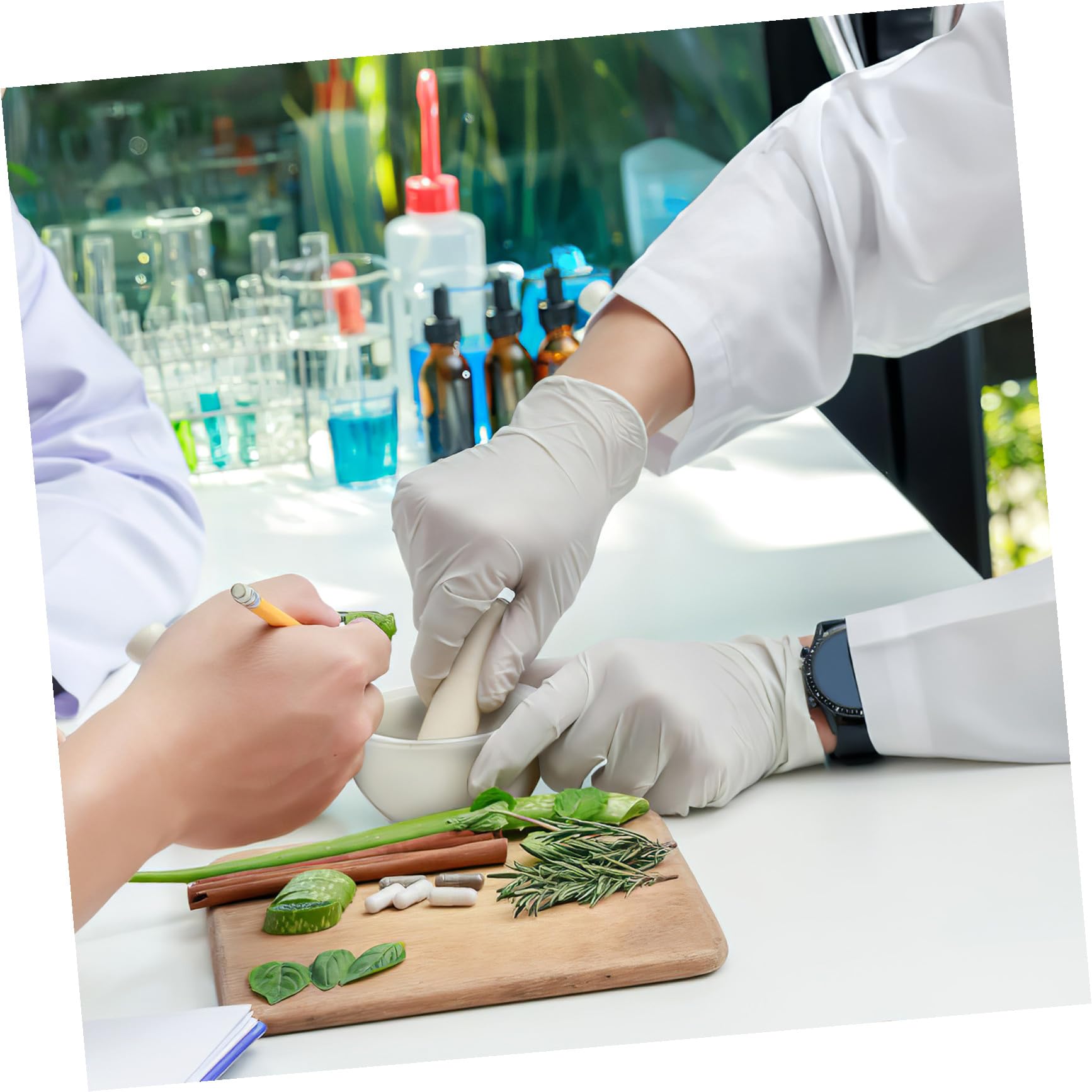 Porzellan Mörser mit Stößel Handgefertigt 2 Stück Rund aus Keramik zum Zermahlen von Medikamenten und Gewürzen in Küche