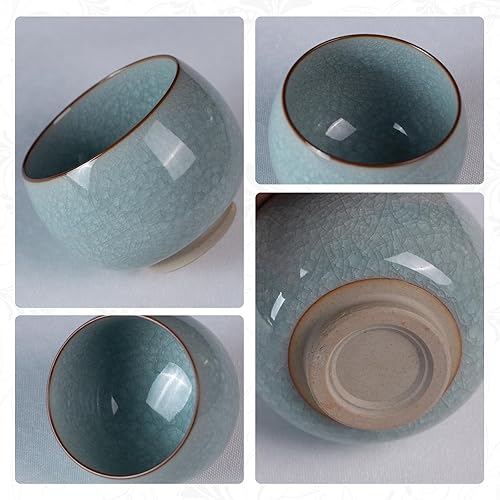 Miniatura 4 de Juego de 2 tazas de té pequeñas de 3.8 onzas, juego de tazas de té de porcelana hechas a mano, tazas de té de cerámica para el hogar, fiesta,