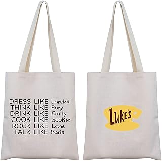 TV Show Canvas Tote Bags TV Shows Gift Dress Like Lorelai Think Like Rory Drink Like Emily Cook Like Sookie Rock Like Lane Talk Like Paris Canvas Tote Bags (C.Rory Canvas)