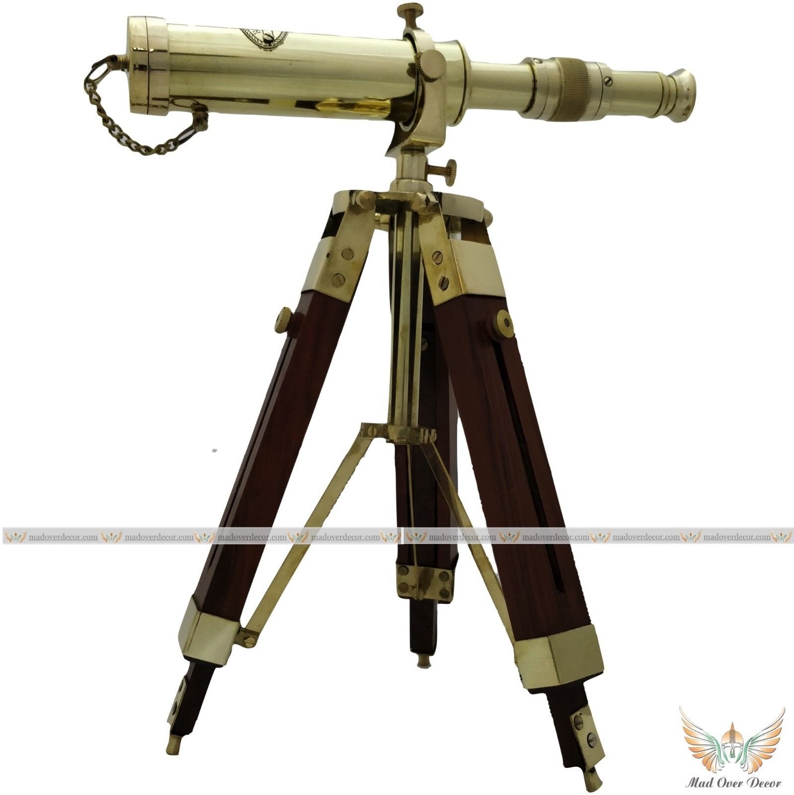 Mahira Nautical Marine Navy Nautical Brass Barrel Telescope with Adjustable Floor Tripod Stand A