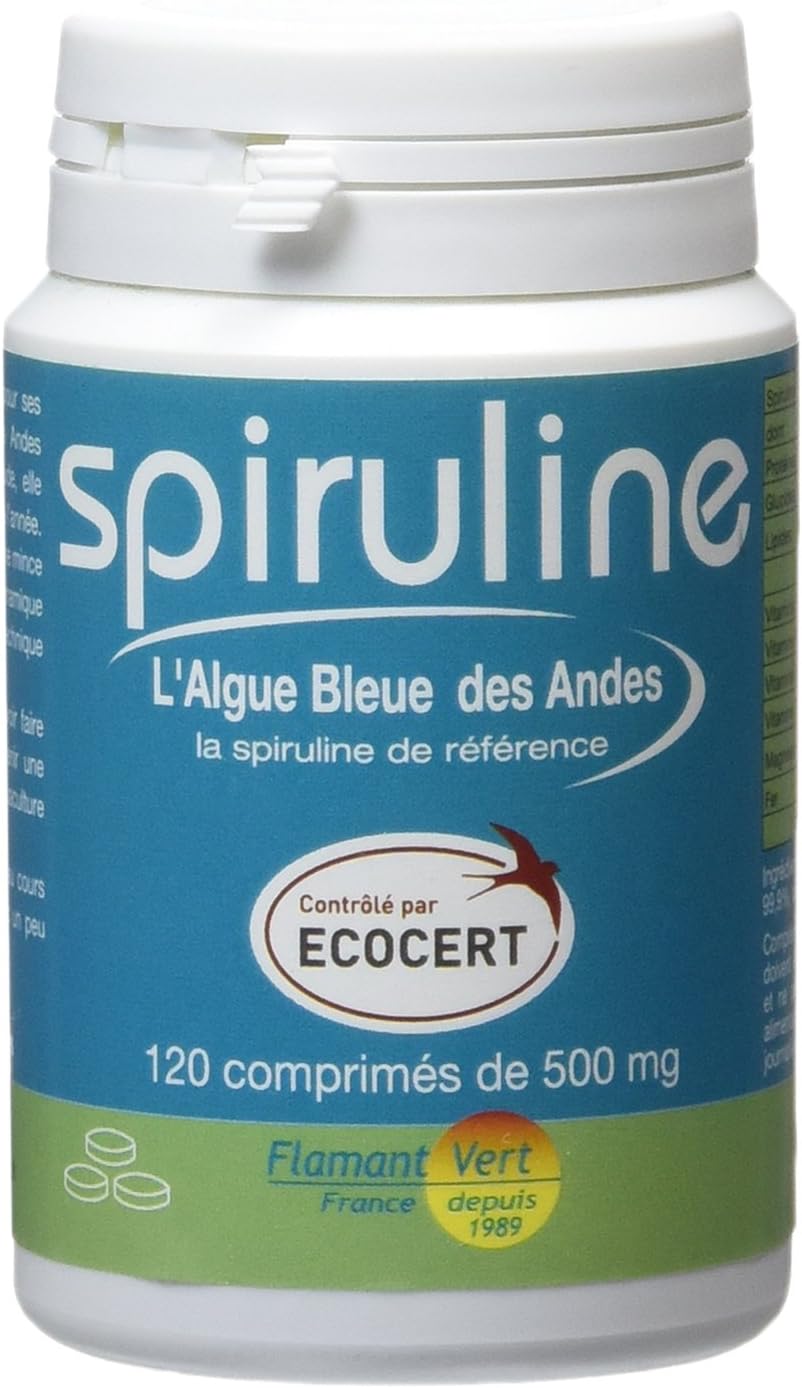 Flamant Vert Spirulina Andean Blue Algae 120 Tablets of 500 mg