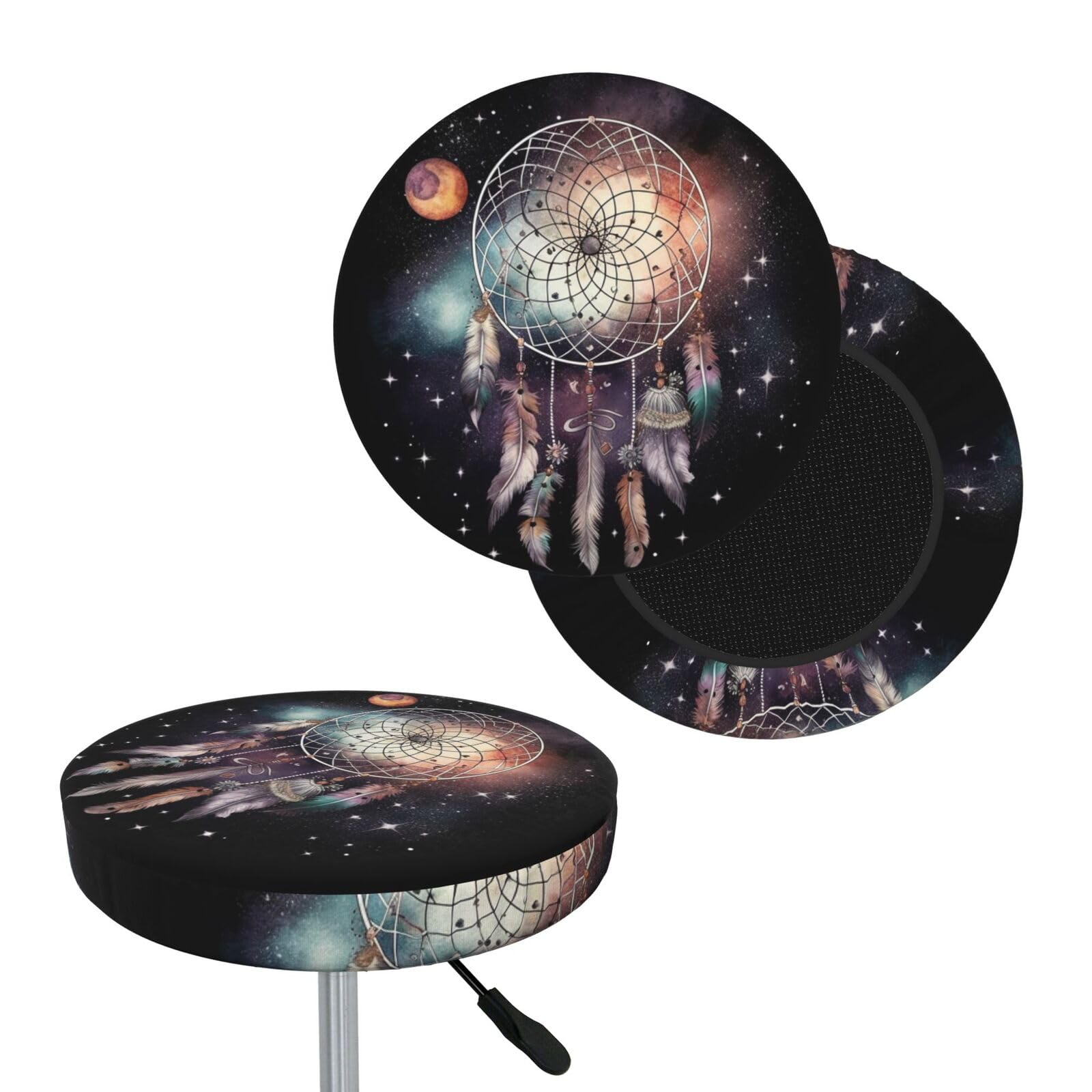 NONHAI Dream Catcher and Stars Bar Stool Cover Round Elastic Stool Cushion Covers Dustproof Bar Chair Cover Washable Stool Cushion Slipcover Stretch Stool Seat Covers for 12-14 Inch Chair