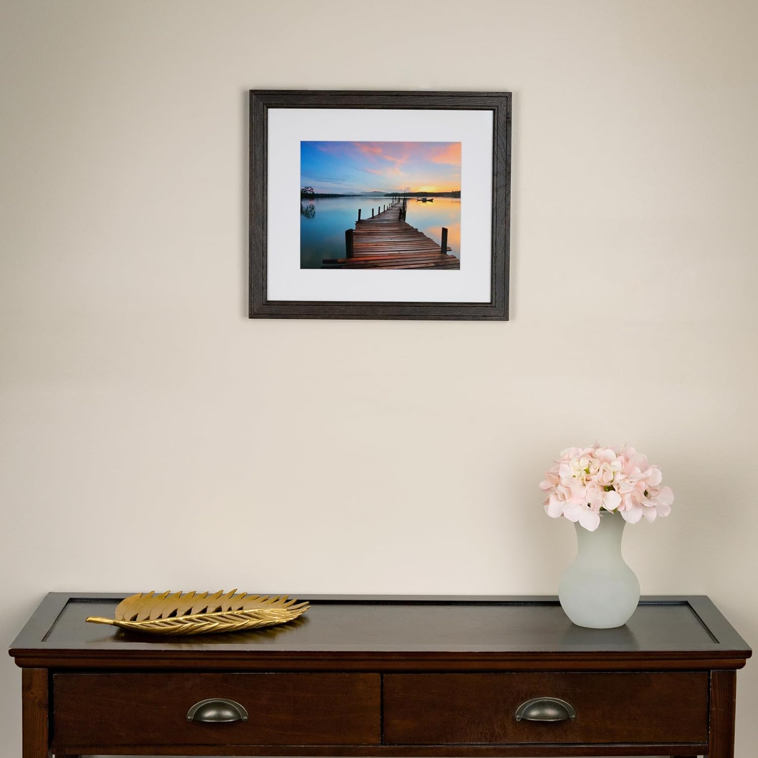 ArtToFrames 10x18 Inch Brown Picture Frame, This 1.125" Custom Wood Poster Frame is Walnut Stain on Red Oak, for Your Art or Photos - Comes with Regular Glass, 2WOM0066-80209-YWAL-10x18