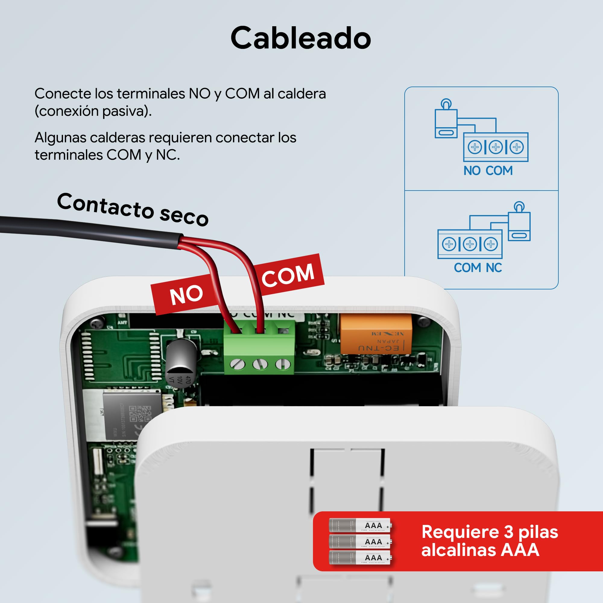 Termostato Calefaccion WiFi 2 Hilos,Termostato Caldera con batería,Termostatos programable Diariamente,Compatible con Google Assistant y Alexa,Controlable a Distancia a través de Tuya Smart