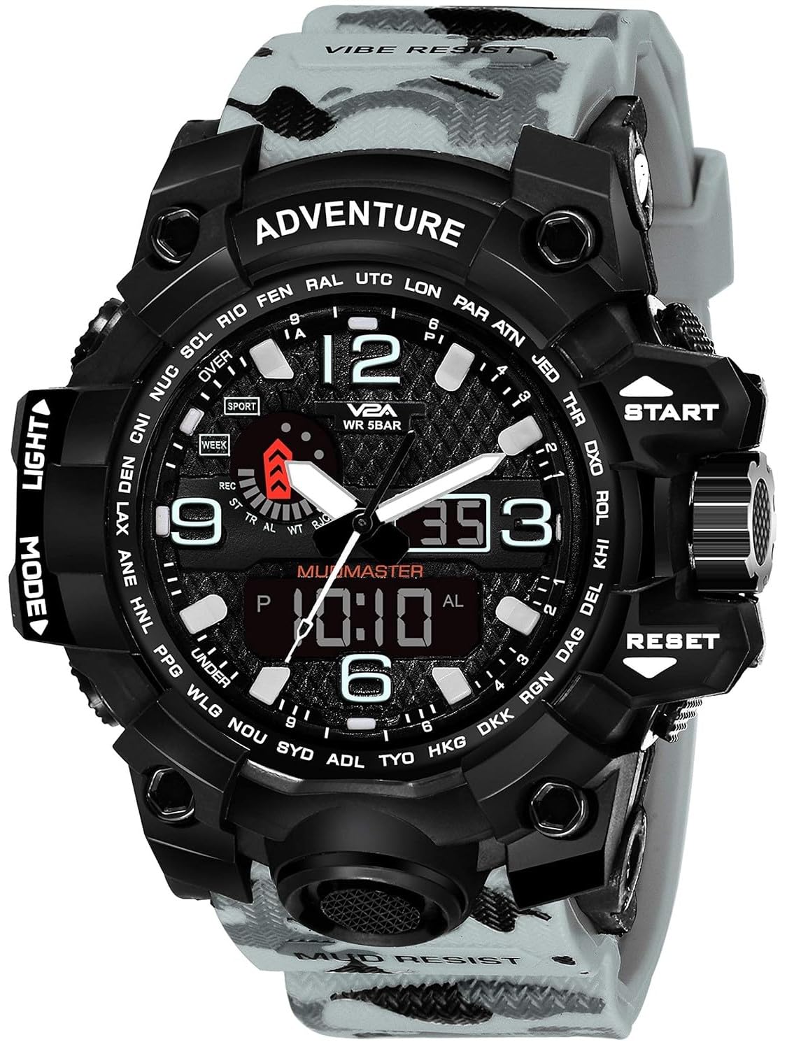 V2A Resin Army Camouflage Grey Digital Analog Watch For Men And Boys (Black Dial And Grey Strap), Gray Band (B08D7TSMLV) Amazon Price History, Amazon Price Tracker