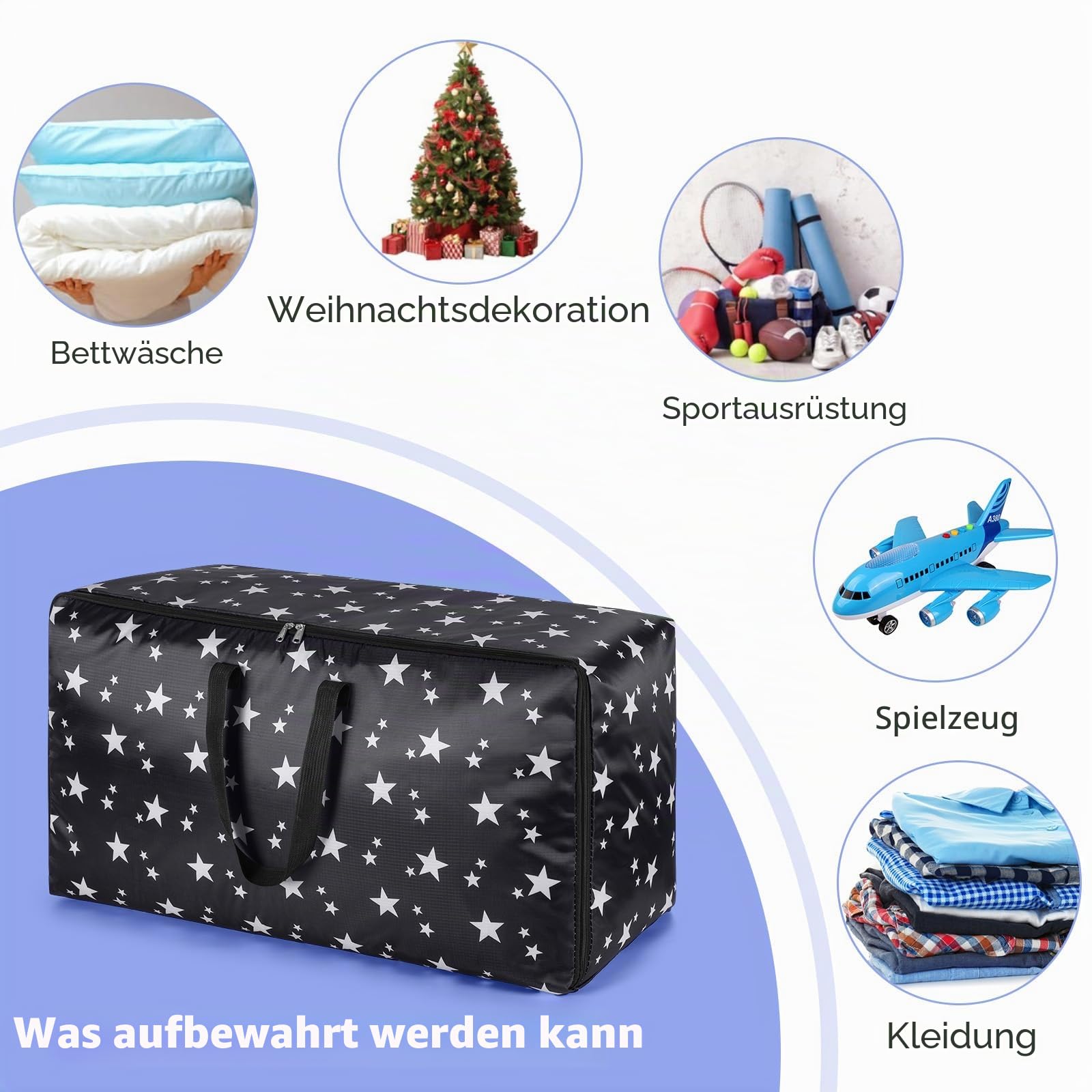 Extra große, robuste Aufbewahrungsboxen mit Deckel, wasserdicht, Kleideraufbewahrungstaschen und Wäschesäcke, 4 Stück