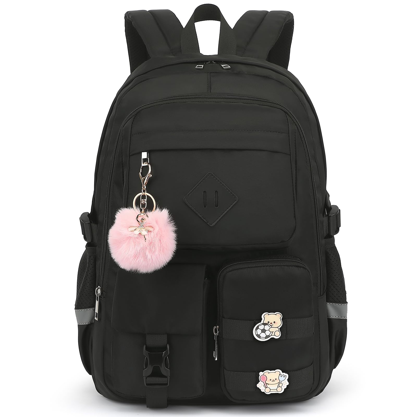 Xunteny College School Backpack for Girls, Women Travel Laptop Backpacks Teens Middle High School Bookbag (Black)