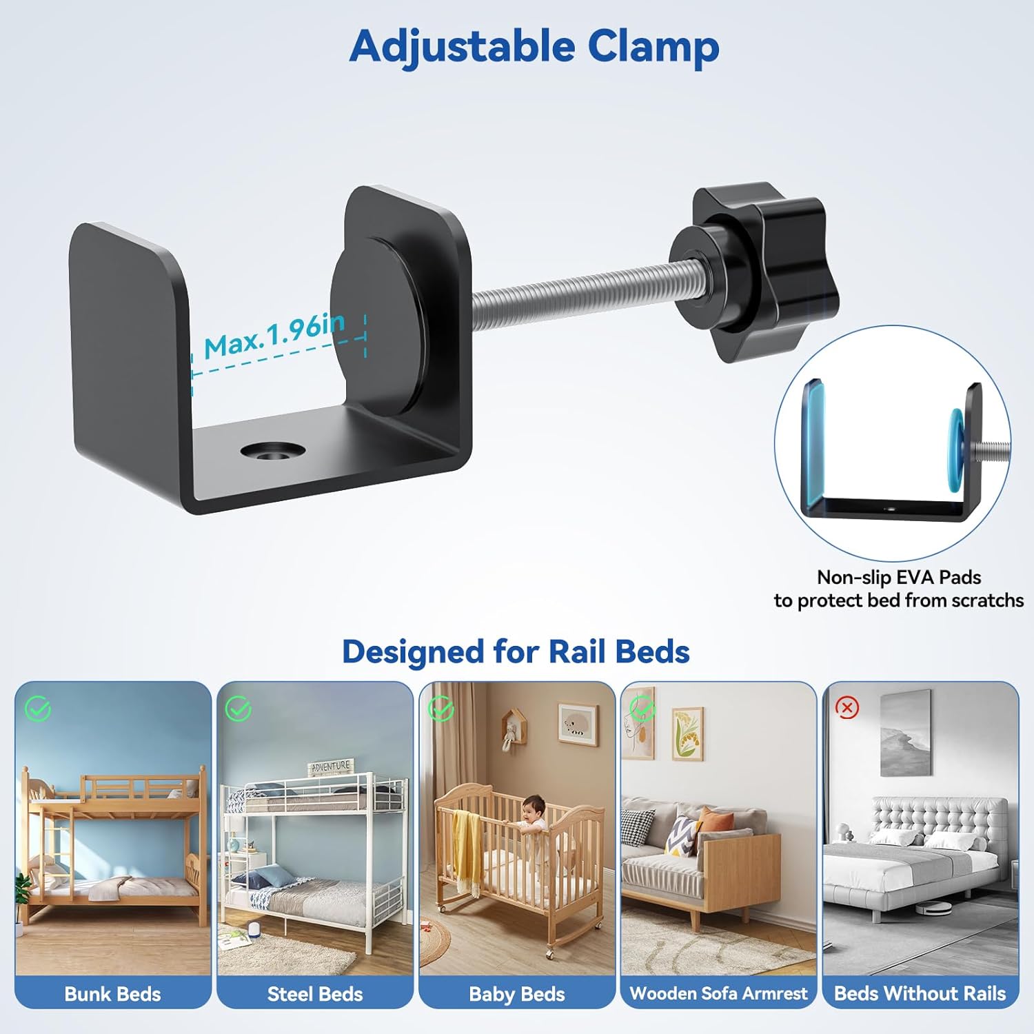Bedside Shelf Bunk Bed Shelf for Top Bunk Clip on Bedside Table Tray Loft Nightstand Attachable Bedside Table Cup Holder Headboard Organizer Attachment 2 Height College Dorm Room Bed Accessories Black