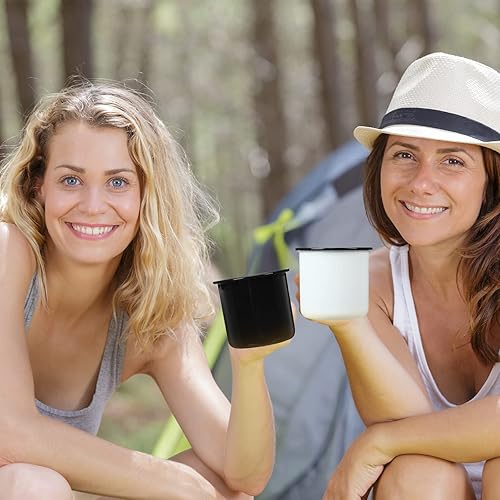 Miniatura 6 de Yinder Paquete de 12 tazas de café esmaltadas de 12 onzas con asa, tazas de café portátiles para campamento, tazas de metal vintage a granel para