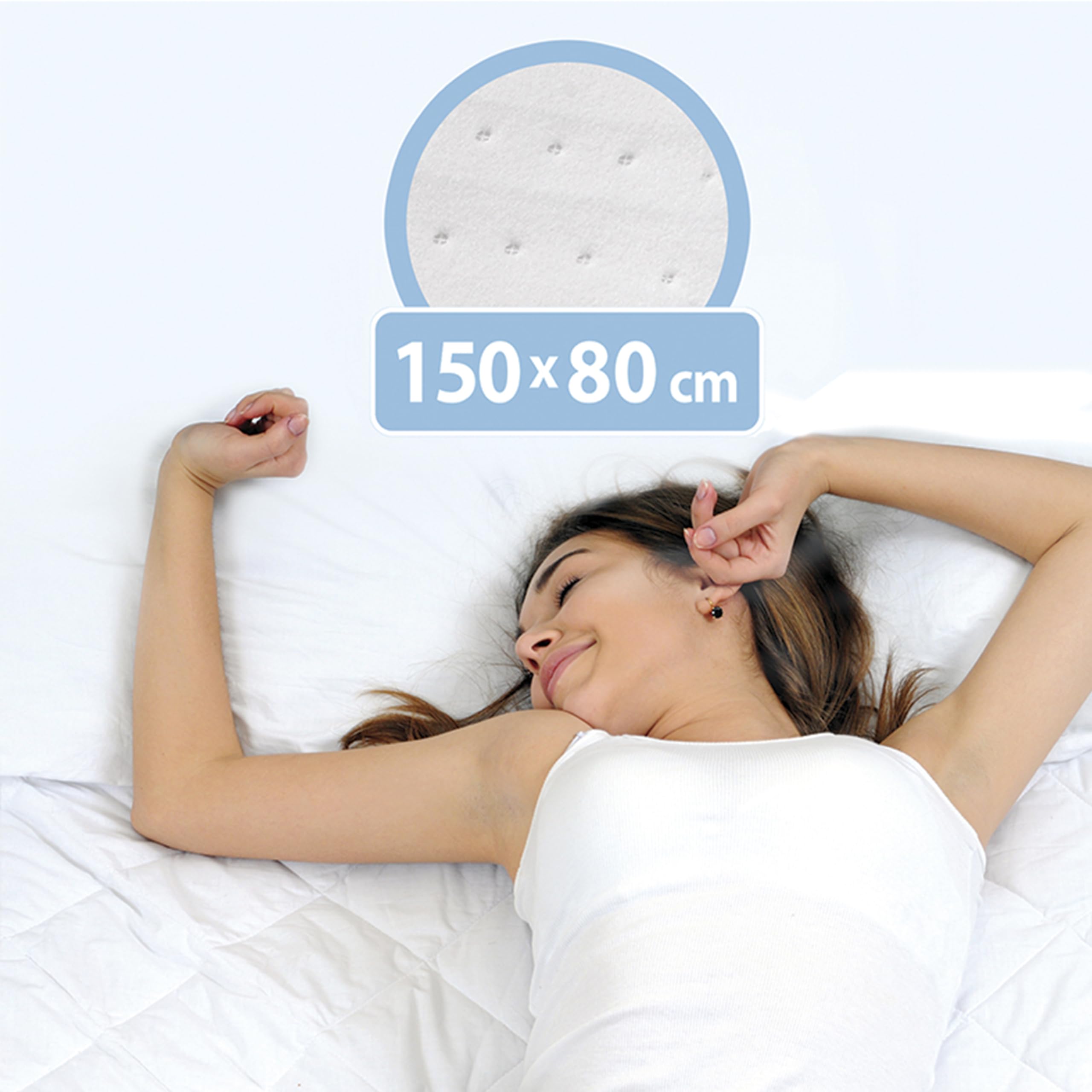 TM Electron Surmatelas Chauffant électrique pour lit Simple 60 W avec 3 Niveaux de température et arrêt Automatique. Dimensions : 150 x 80 cm, Blanc