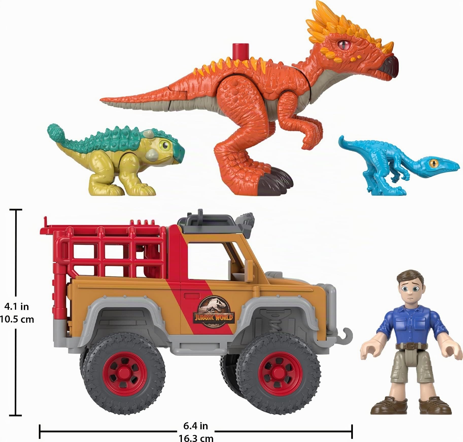 Fisher-Price Set con Personaggio Imaginext Jurassic World Nuove Avventure Dinosauri in Fuga, Giocattolo per Bambini 3-8 Anni, HCR94