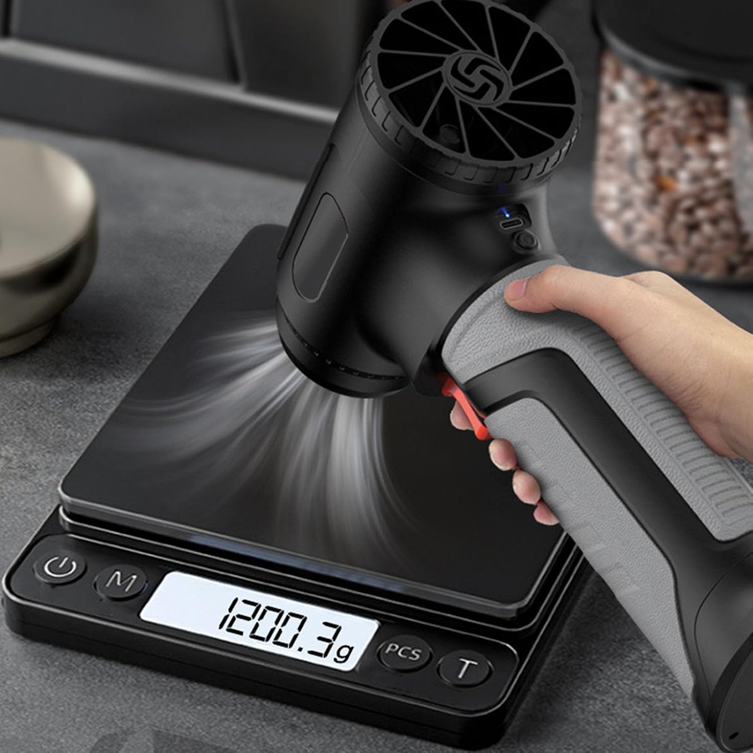 Luqeeg 40000RPM Electric Air Duster, 1200G Thrust Cordless Dust Blower, Stepless Speed Blower with 6000mAh Battery, Ideal for Car, Keyboard, Computer & House Outdoor