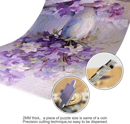 Miniatura 3 de Rompecabezas de flores moradas de 500 piezas para adultos, rompecabezas educativos de aprendizaje, juguetes familiares difíciles y desafiantes con