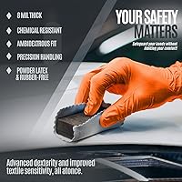 Vista 3 de MED PRIDE Maxx Strength - Guantes industriales de nitrilo naranja, 8 mil de grosor, textura de diamante, desechables, resistentes, resistentes a