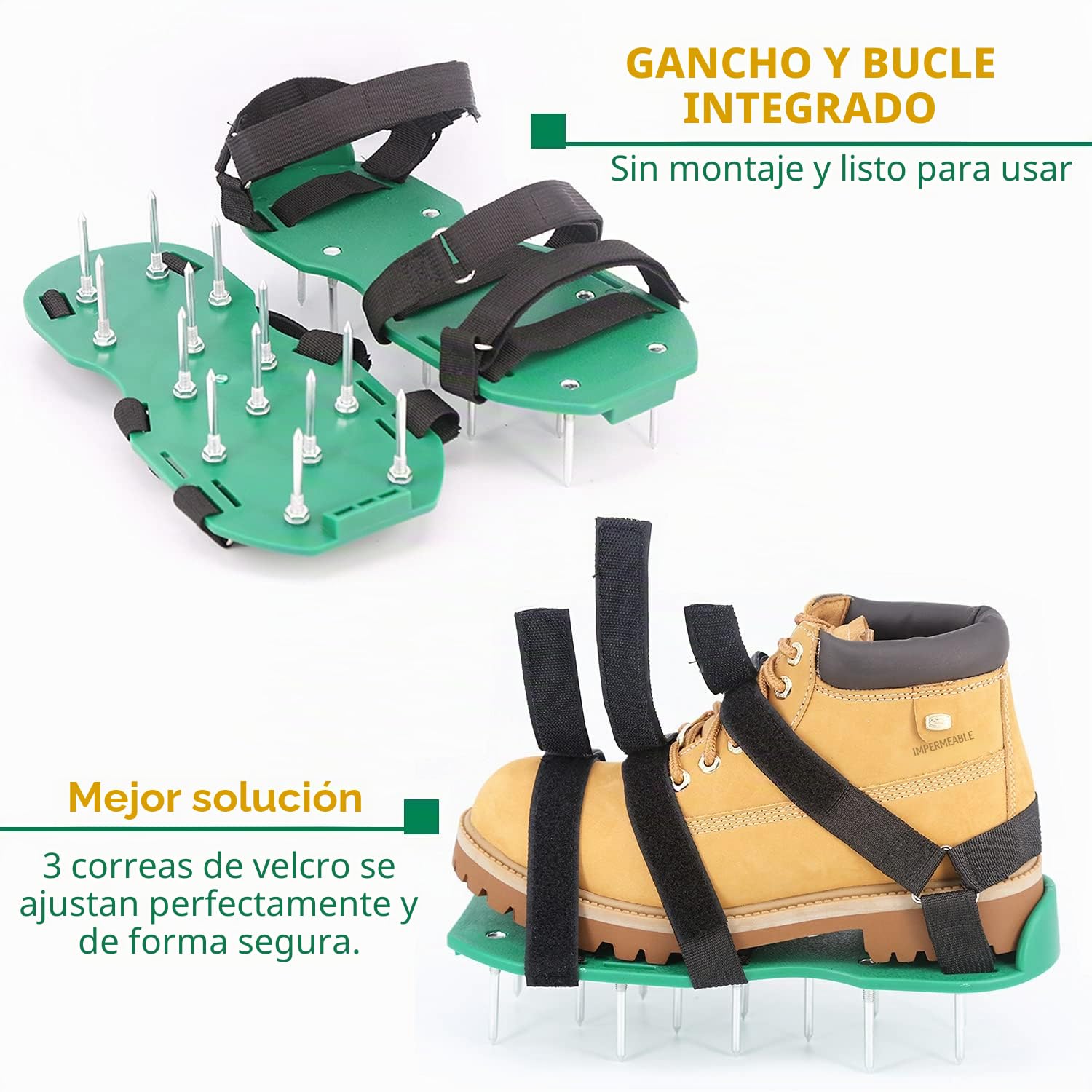 Zapatos Escarificador Cesped, Sandalias Aeradoras Con Picos Y Cierres De Gancho Para Airear Eficazmente El Suelo Del Aireador Césped Tamaño Universa Aerador Para Jardín Patio Sin Instalación