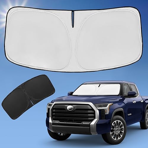 Miniatura 34 de Parasol de 4 capas para parabrisas, ajuste personalizado, tela 240T, parasol retráctil que bloquea los rayos ultravioletas, accesorios para automóvil