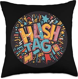 Funny Hashtag Humor in Vibrant Colors for Everyone Throw Pillow